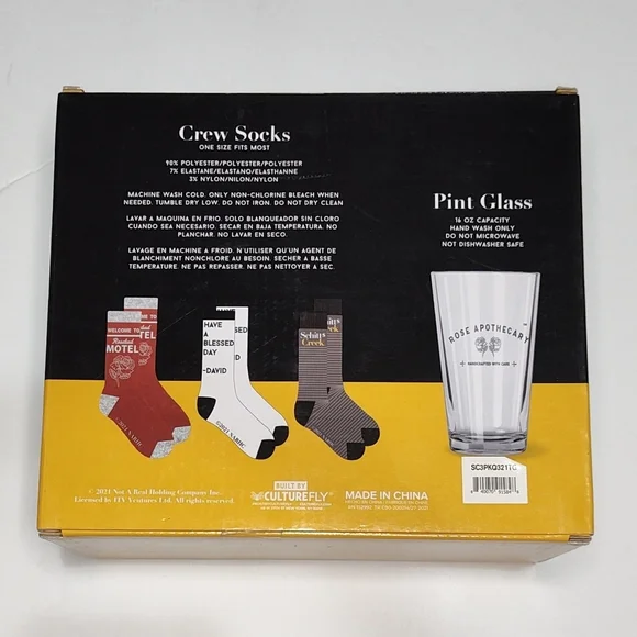Schitts Creek 3-Pack of Socks + Pint Glass - Multicolor NWT - Picture 3 of 4
